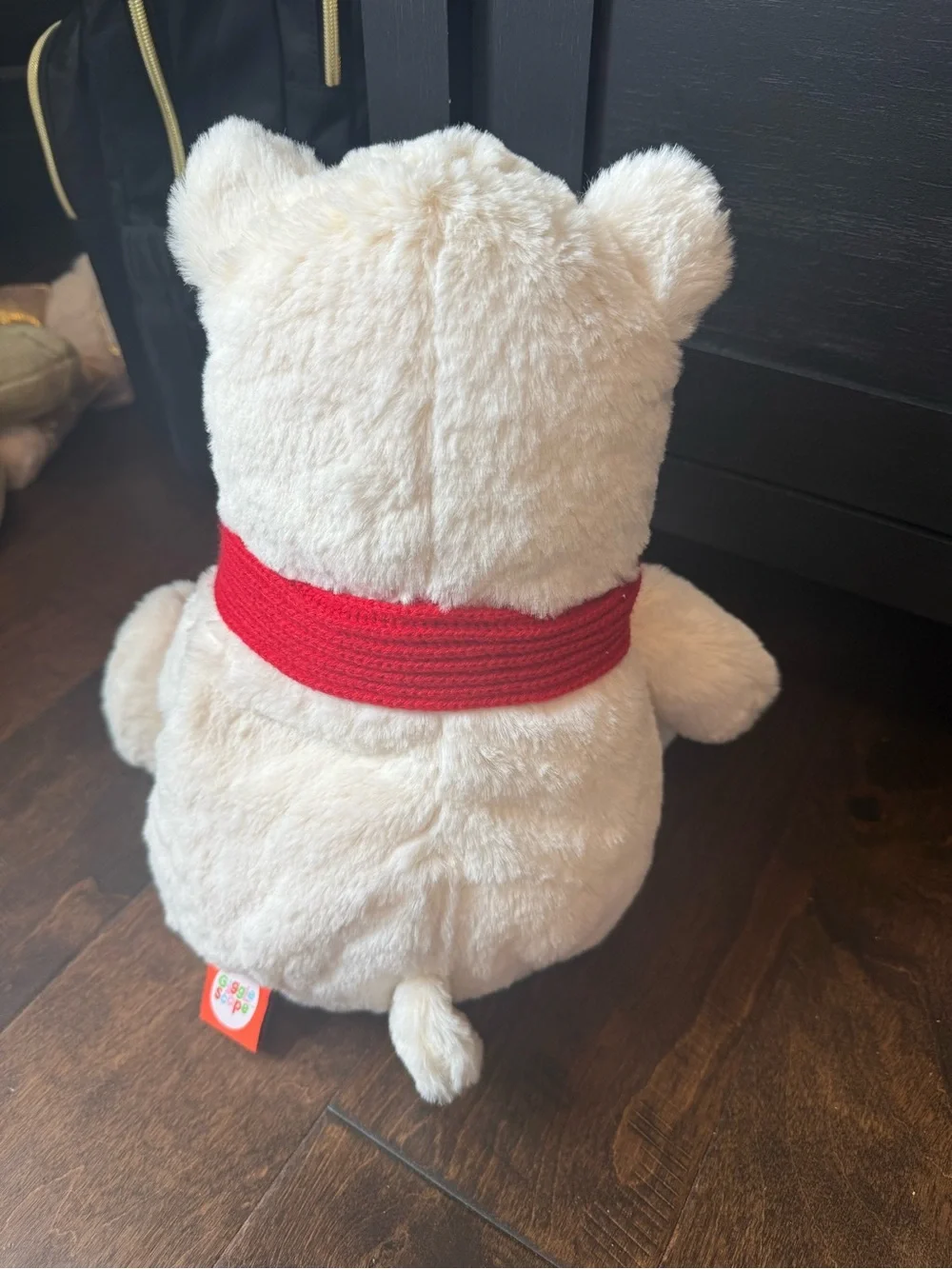 Plush White Teddy Bear with Red Scarf - Kids Toys